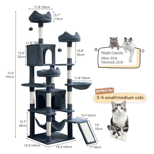 75 Inch Tall Cat Tree Indoor (Dark Gray / 75 inch)