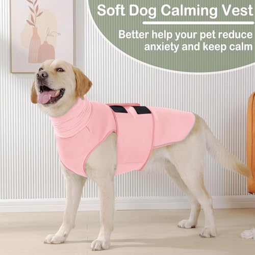 Reflective & Soft Dog Anxiety Vest with Ear Wraps for Thunderstorm (Pink / XX-Large)
