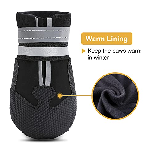Water Resistant Dog Boots for Medium Large Dogs (Black(Waterproof) / XL (Insole Width 2.8")for 72~94lb)