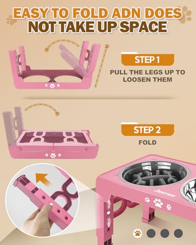 Elevated Dog Bowls for Medium Large Size Dogs (for Medium Large Dogs 1 Basic&1Slow Bowl / Pink)