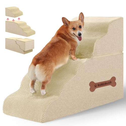 Dog Stairs for Dogs (Beige / 31.8"D x 15.7"W x 22.8"H)