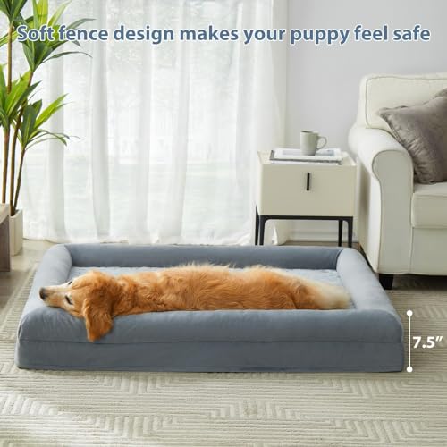 XXXL Big Large Orthopedic for Senior Dog Bed Comfy Sleeping (Grey / XXX-L (53x43x7.5in))