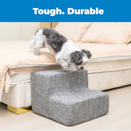 Dog Stairs & Steps (Ash Gray Linen / H: 12 Inches)