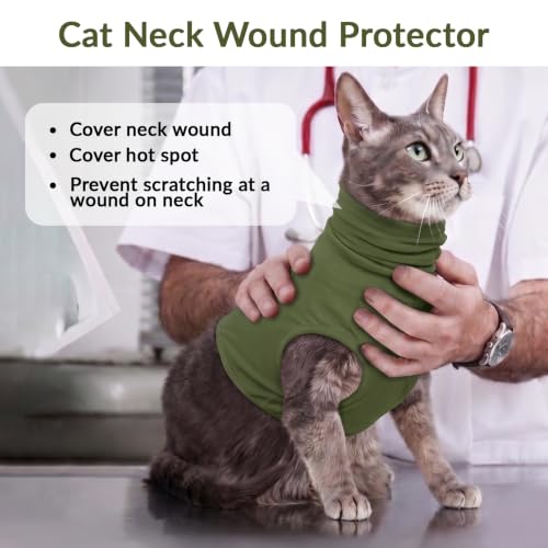 Cat Neck Protector Wound Cover (OliveDrab / XS(Chest: 14.2"))