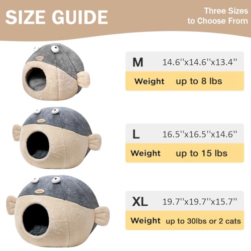 Cat Beds for Indoor Cats (XL 19.7'' / Grey)