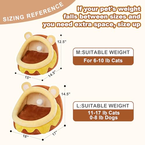 Cute Cat Bed for Indoor Cats (Medium / Brown)