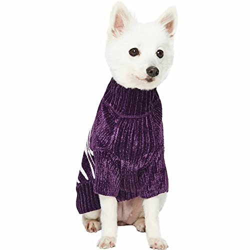 Cozy Soft Chenille Classy Striped Dog Sweater in Dark Plum (18 inch / Dark Plum)