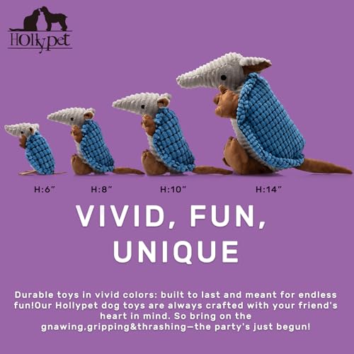 Armadillo Squeaky Dog Toys for Medium Large Dogs (10 IN / Blue)