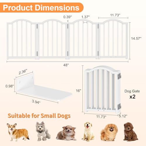 2 Pack Short Dog Gate Indoor (White / 4 Panel-16''H, Up to 48''W (2Pack))