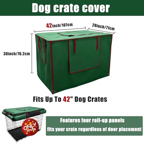 42 Inch Green Dog Crate Cover (42.0"L x 28.0"W x 30.0"H / Green)
