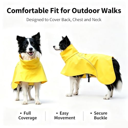 Dog Raincoat Adjustable Pet Water Proof Clothes Lightweight Rain Jacket with Strip Reflective (Medium)