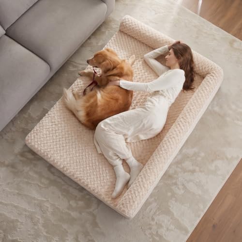 Orthopedic Washable Dog Bed (Beige / 61.0"l x 43.0"w x 7.5"th)