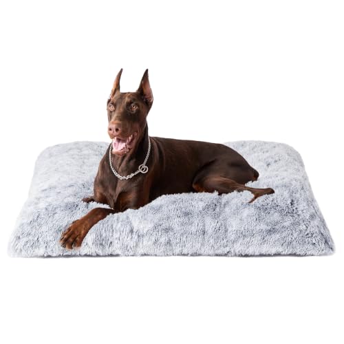 Fluffy Dog Crate Bed (Grey / 47 x 35)