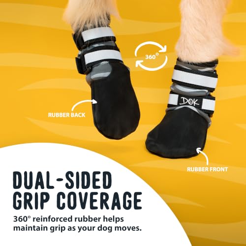 TigerToes Premium Neoprene Dog Booties for Hot Pavement (Grey / 4)