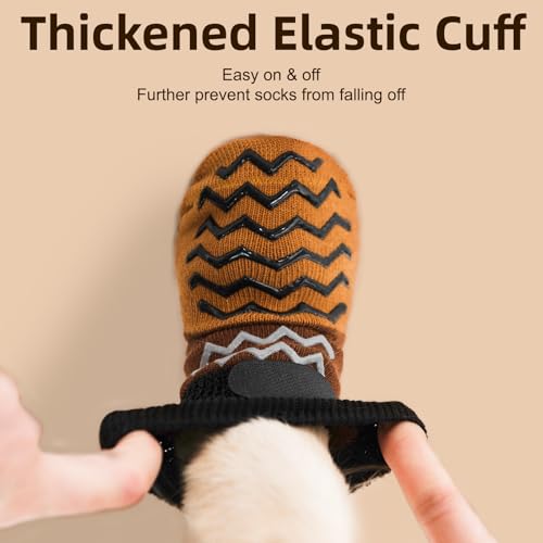 Dog Socks Shoes for Hot Pavement to Prevent Licking Paws (Khaki / X-Small (Paw Width: 1.8"))