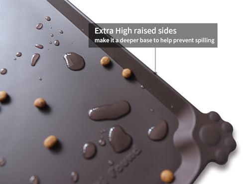 Silicone Pet Food Mats Tray (19" x 12" / Dark Oak)