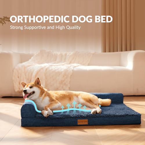 Orthopedic Large Dog Bed Washable Pet Sofa Bed 48X30 Navy Blue (Navy Blue / 48"L x 30"W x 3.5"Th)