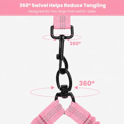 Hands Free Double Dog Leash (Pink)