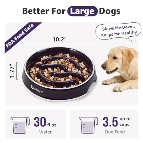 3.5 Cups Ceramic Slow Feeder Dog Bowls Large Dogs with Grip Handles (purple / L (3.5 cups))