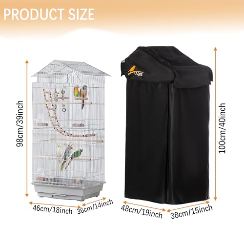 Small Black Good Night Blackout Bird Cage Cover (18"L x 14"W x 40"H)