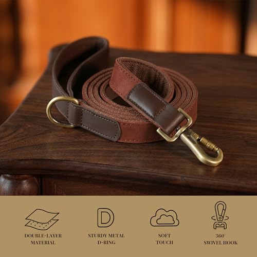 PU Leather Dog Leash for Large Dogs (Reddish Brown / 1"x 6FT)
