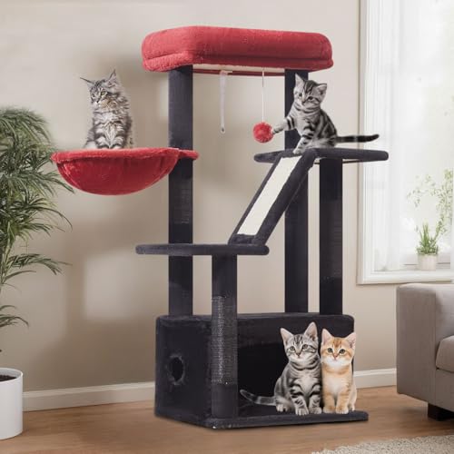 Gothic Cat Tree (Black and Red / 38.5 Inches)
