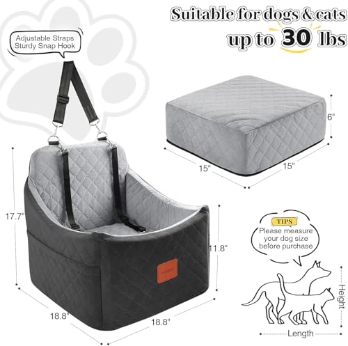 Dog Car Seat for Small Medium Dogs (Black/Grey / Medium)