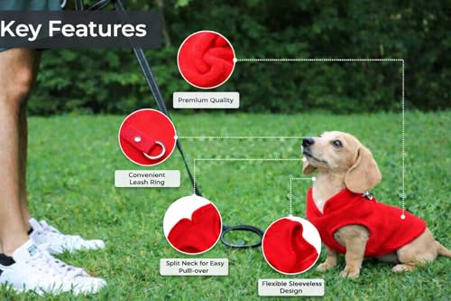 Dog Fleece Vest Sweater with Leash Ring (S (4-6lbs) / Red)