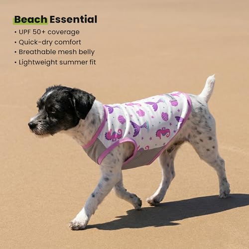 2 Pack Mermaid & Scale UPF 50+ UV Sun Protection Dog Shirt (Small / Mermaid & Scale)