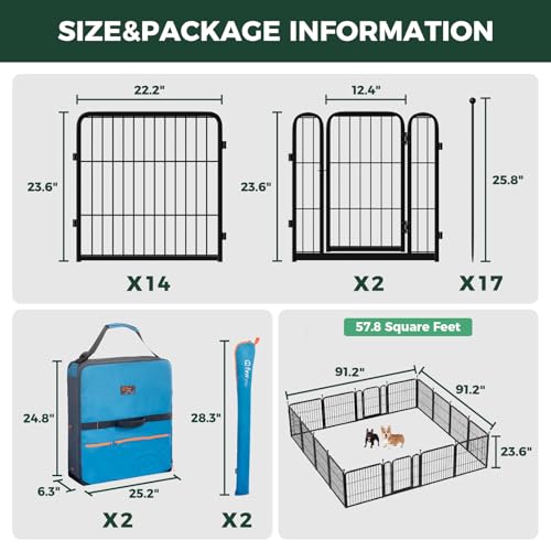 Rollick Dog Playpen with Storage Bags (Black / 24"H)