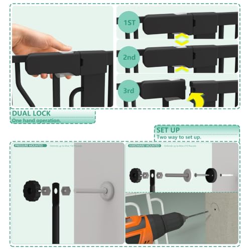 71 Extra Tall Cat Gate for Doorway (Black / 71"H,30-49.7"W-Black)