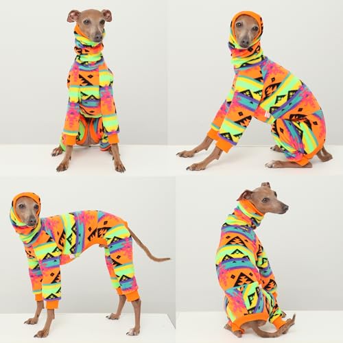 D Doggy Star Italian Greyhound Sweater Turtleneck Outfit Nordic Fleece Onesie Clothes Whippet for Dog Coat (3XL / Orange Nordic)