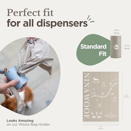 100% Certified Home Compostable and Biodegradable Dog Poop Bags (Gray / 60 Bags (4 Rolls))