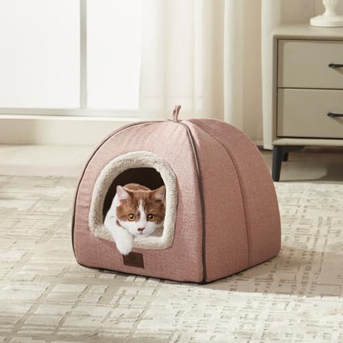 Cat Bed for Indoor Cats (Pink / 15"D x 15"W x 15"H)