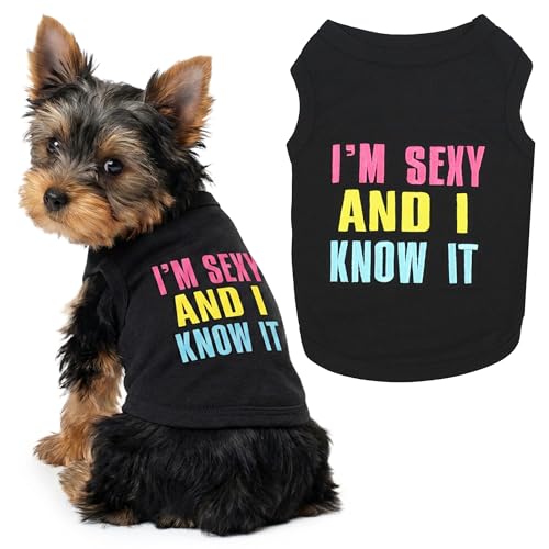 Dog Shirt 100% Cotton I am Sexy Shirts for Small Dogs (Extra Small / Sexy and I Know It)