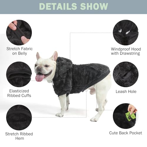 Fleece Dog Sweaters Hoodie for Small Medium Large Dogs Girls Boys (Medium / Black)