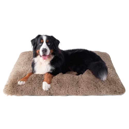 Fluffy Dog Crate Bed (Camel / 44 x 33)