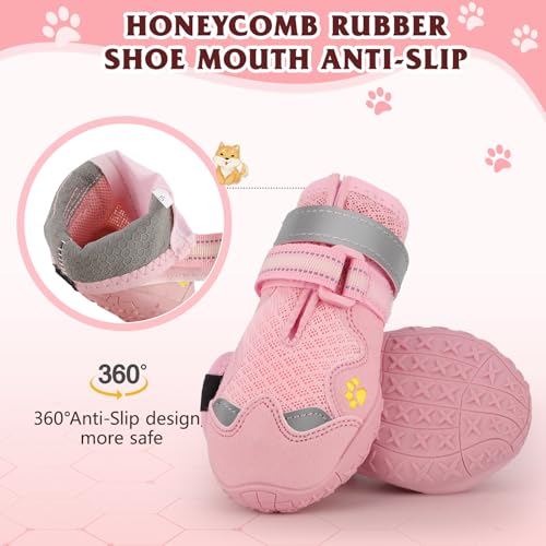 Dog Shoes for Large Medium Small Dog (Pink / Size 5: 2.37''x2.87''(W*L))