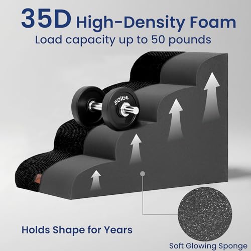 Dog Stairs for High Bed (Black / 4-Step (28.3"D x 15.7"W x 19.7"H))