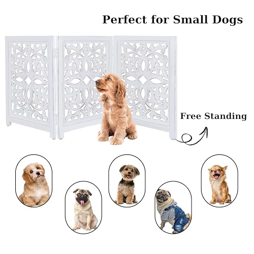 Lightnpro Wooden Pet Gate (Antique White Flower / 24x54 - Rusty)