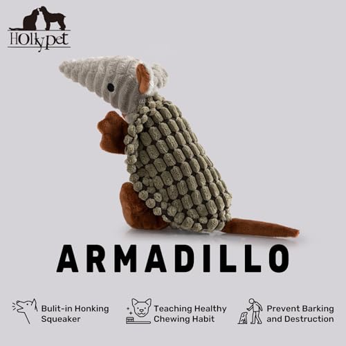 Armadillo Squeaky Puppy Dog Toys for Small Medium Dogs (8 IN / Olive Drab)