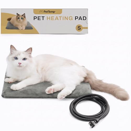 Pet Heating Pad for Cats Dogs Indoor & Sheltered Outdoor Waterproof Heated Cat Bed Heated Dog Bed Chew Resistant Cord Constant Temperature Electric Warming (Grey / Small: 16" x 13" x 1.3")