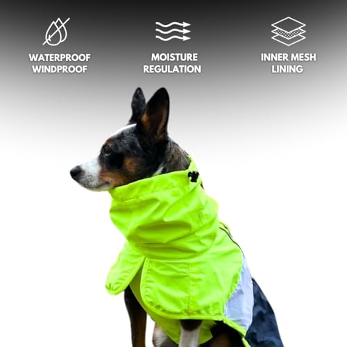 Dog Raincoat Waterproof Rain Jacket w (Neon White Navy Blue / 4XL)