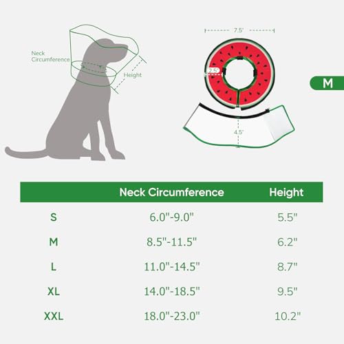 Sponge Dog Cone Collar Stop Licking After Surgery (Watermelon / M(Neck 8.5"-11.5"))