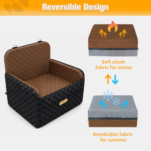 Waterproof Dog Car Seat for Small Medium Dogs (Brown / Medium)