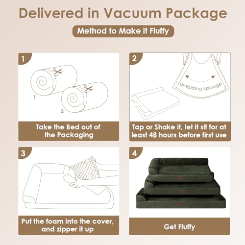 XL Dog Bed Memory Foam for Crate (Dark Green / 41.0"L x 27.0"W x 6.5"Th)