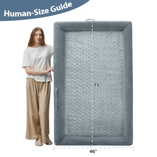 Human Dog Bed Orthopedic for Adult & Dogs Comfy Sleeping (Grey / Human (71x46x7.5in))