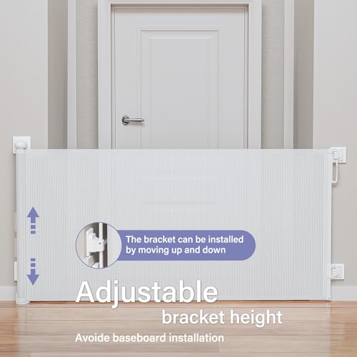 Retractable Baby Gates for Stairs & Doorways (A-white / 34" Tall x 52" Wide)