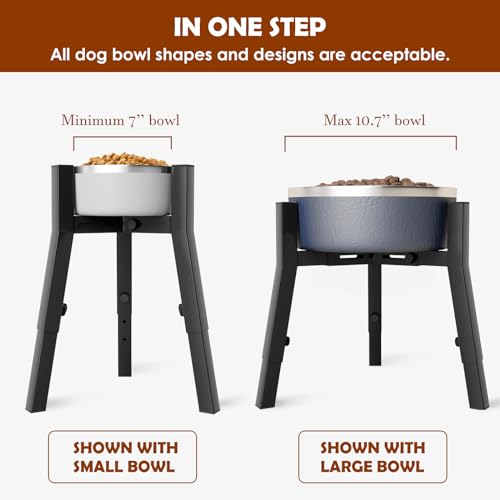 Dog Bowl Stand for Large Dogs (Height: 9.8-13.4", Width: 7-10.7" / Black, 9.8-13.4H-Square)