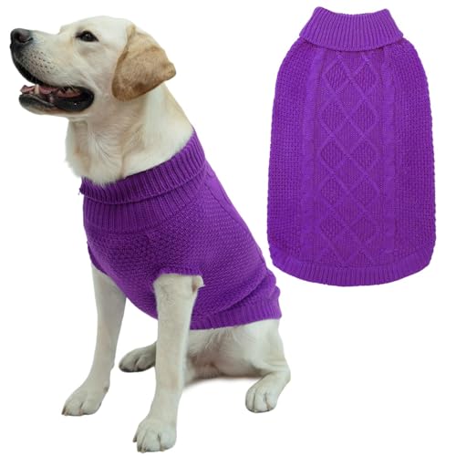 Turtleneck Dog Sweater (Large / Purple)